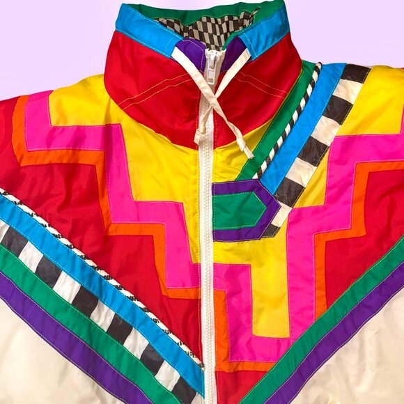RARE Vintage Retro 80s/90s Colorful Abstract Geometric Ski Jacket, Size Medium - Picture 3 of 15